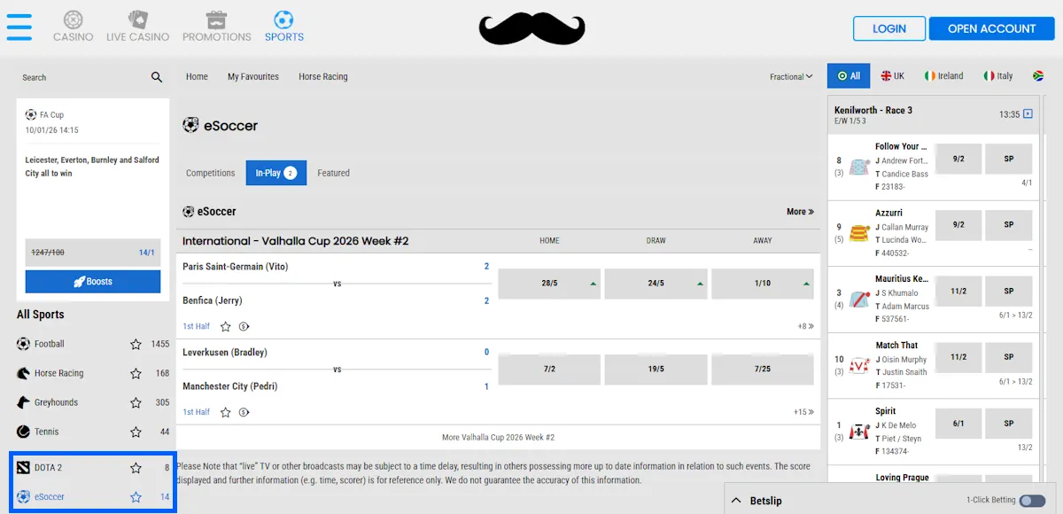 Mr.Play Esports eSoccer Betting Screenshot